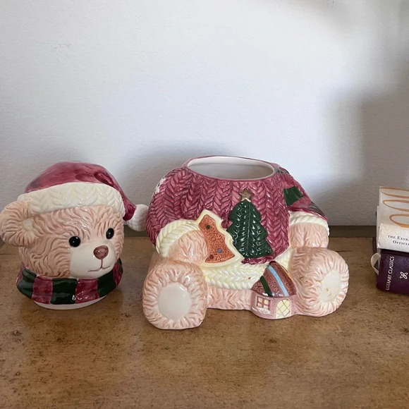 House of Lloyd Vintage Christmas Teddy Bear Festive Cookie Jar - Picture 7 of 9